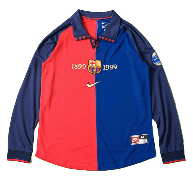 FC Barcelone Maillot Domicile 1899-1999 Retro Longue Manche