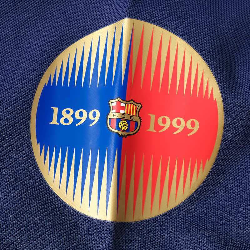 FC Barcelone Maillot Domicile 1899-1999 Retro Longue Manche