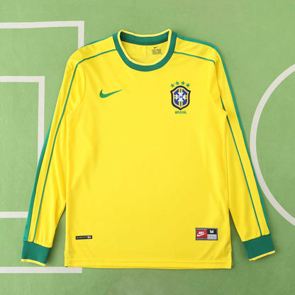 Brésil Maillot Domicile 1998 Longue Manche Retro