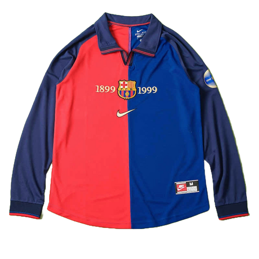FC Barcelone Maillot Domicile 1899-1999 Retro Longue Manche